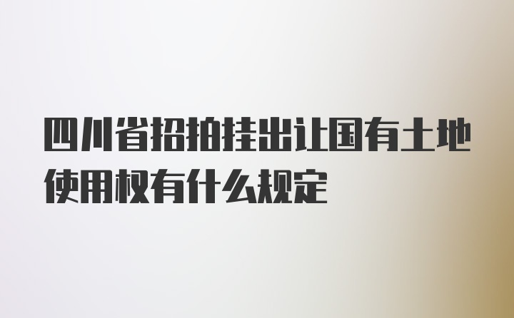 四川省招拍挂出让国有土地使用权有什么规定