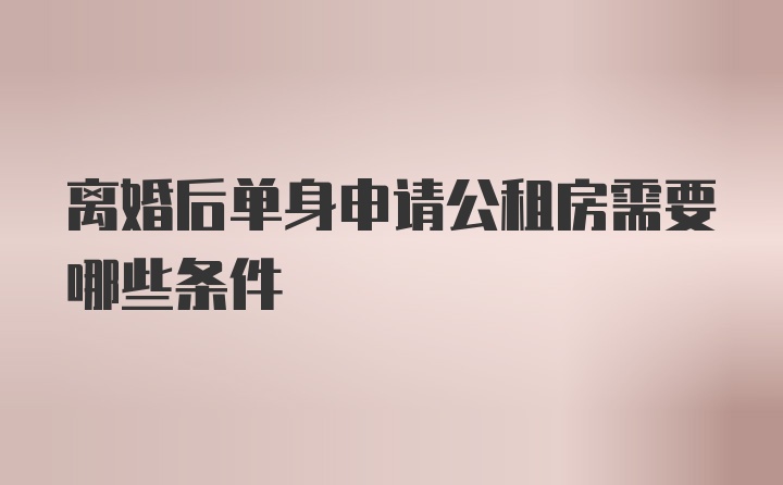 离婚后单身申请公租房需要哪些条件