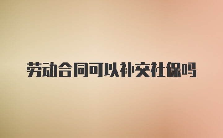 劳动合同可以补交社保吗