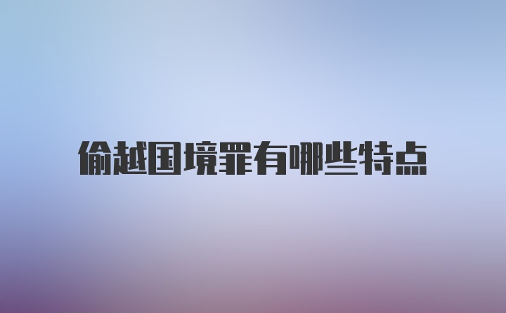 偷越国境罪有哪些特点
