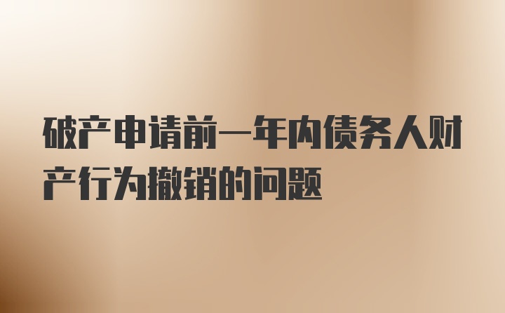 破产申请前一年内债务人财产行为撤销的问题