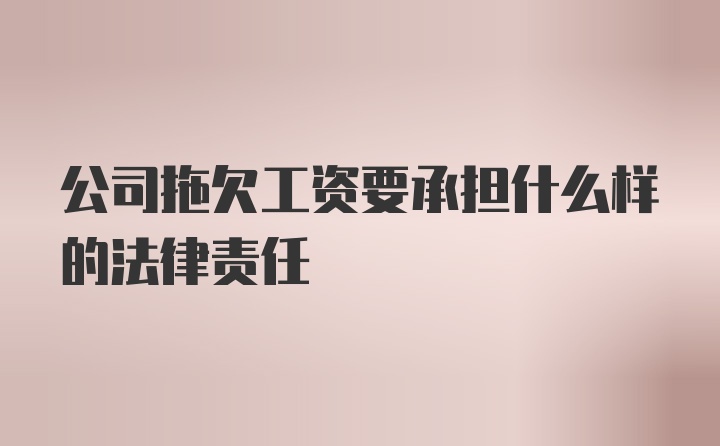 公司拖欠工资要承担什么样的法律责任