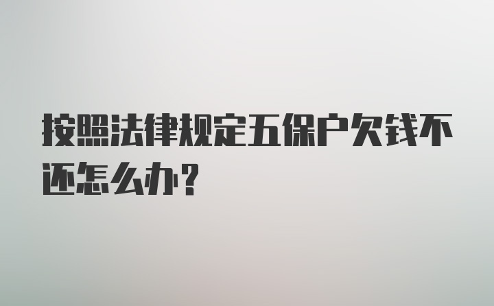 按照法律规定五保户欠钱不还怎么办？