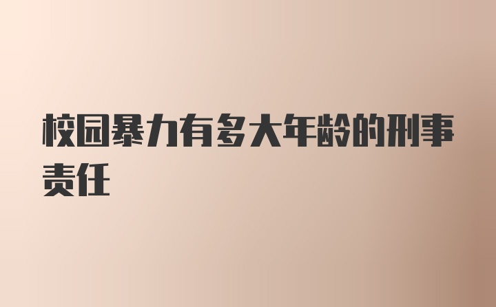 校园暴力有多大年龄的刑事责任