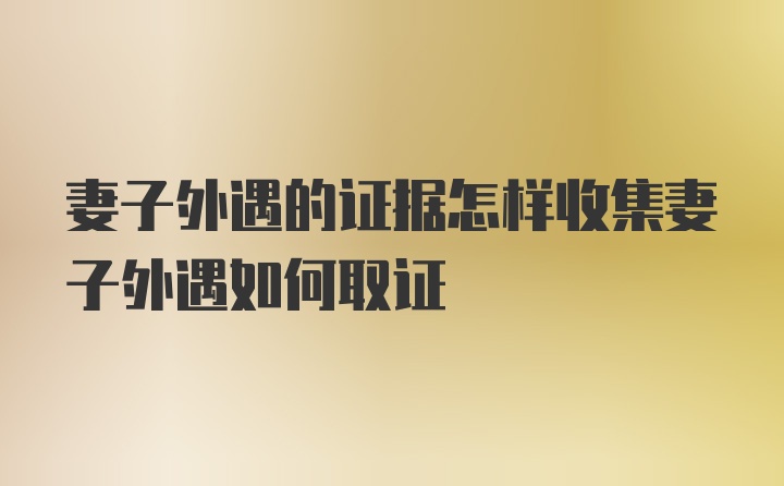 妻子外遇的证据怎样收集妻子外遇如何取证