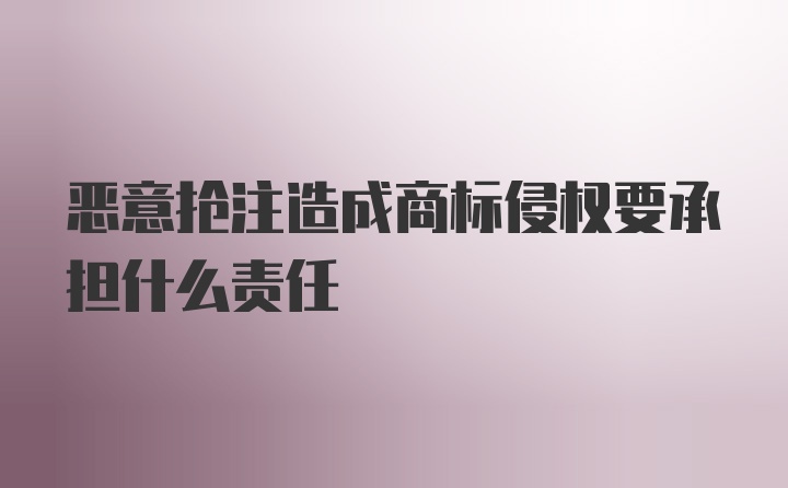 恶意抢注造成商标侵权要承担什么责任