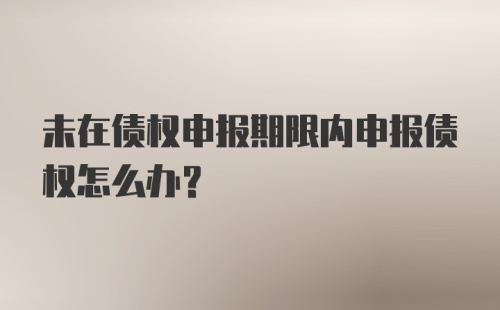 未在债权申报期限内申报债权怎么办？