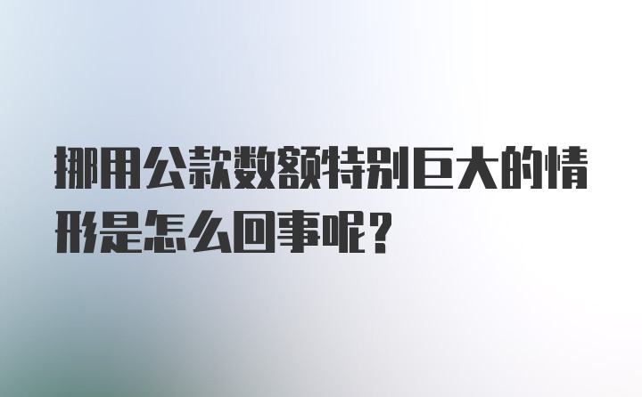 挪用公款数额特别巨大的情形是怎么回事呢？