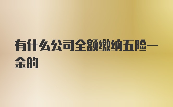 有什么公司全额缴纳五险一金的