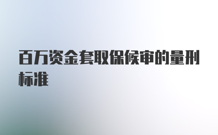 百万资金套取保候审的量刑标准