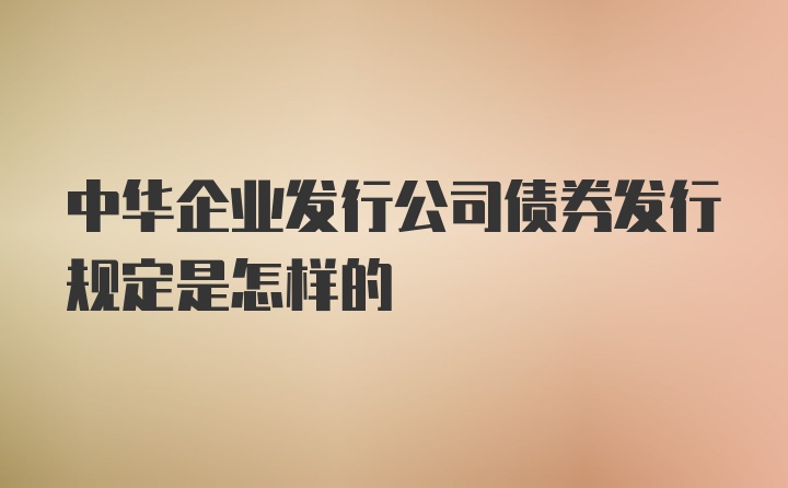 中华企业发行公司债券发行规定是怎样的