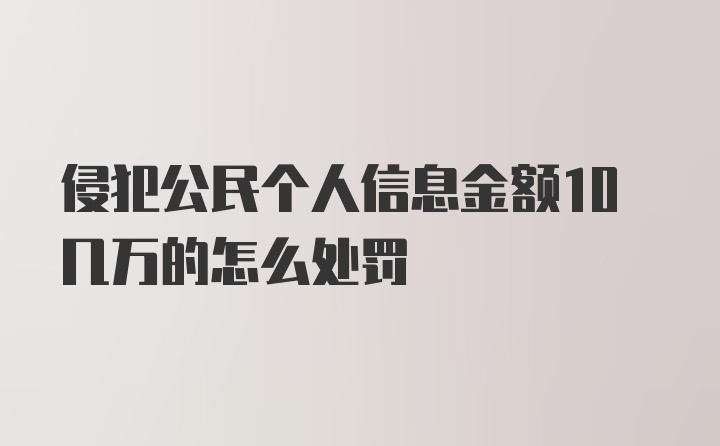 侵犯公民个人信息金额10几万的怎么处罚