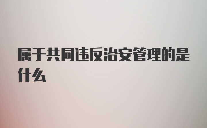 属于共同违反治安管理的是什么