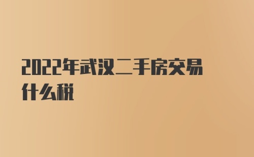 2022年武汉二手房交易什么税