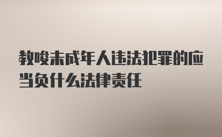 教唆未成年人违法犯罪的应当负什么法律责任