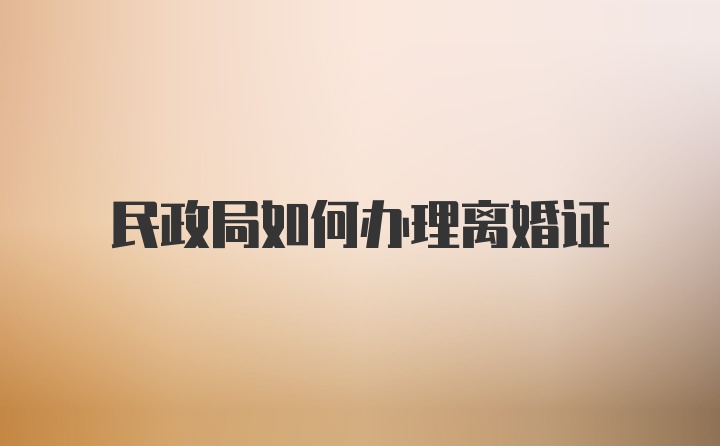 民政局如何办理离婚证