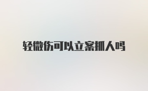 轻微伤可以立案抓人吗