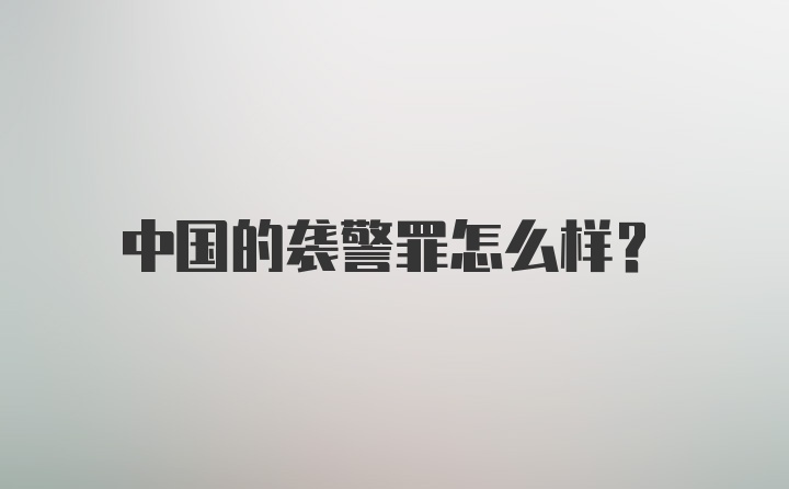 中国的袭警罪怎么样？