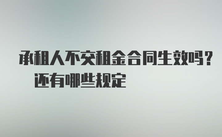 承租人不交租金合同生效吗? 还有哪些规定