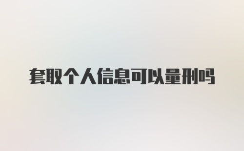 套取个人信息可以量刑吗