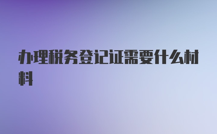 办理税务登记证需要什么材料