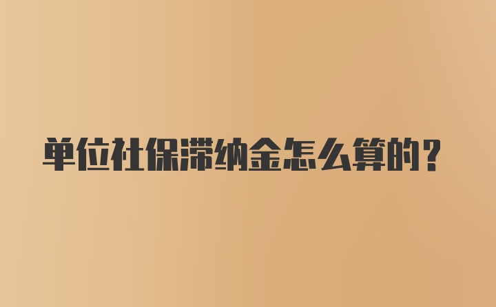 单位社保滞纳金怎么算的？