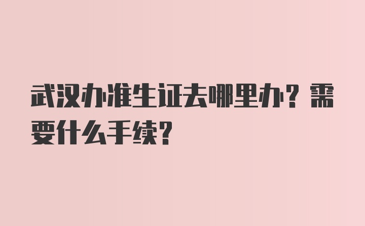 武汉办准生证去哪里办？需要什么手续？