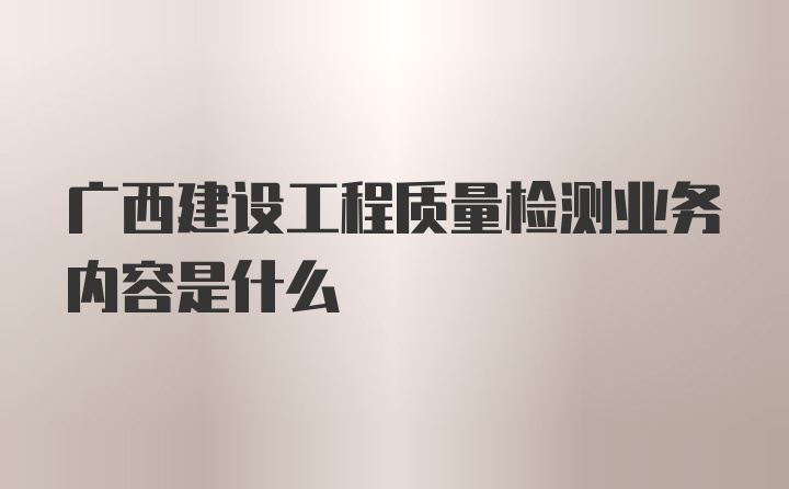 广西建设工程质量检测业务内容是什么