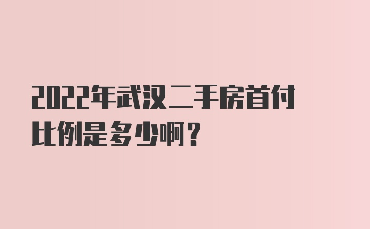 2022年武汉二手房首付比例是多少啊？