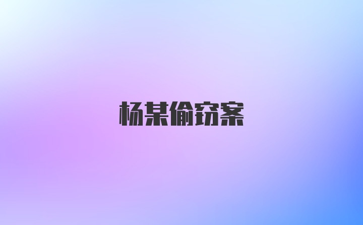 杨某偷窃案