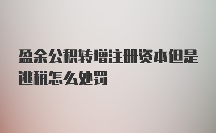 盈余公积转增注册资本但是逃税怎么处罚