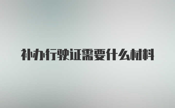 补办行驶证需要什么材料