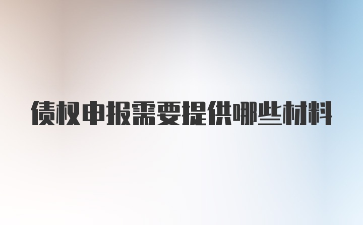 债权申报需要提供哪些材料