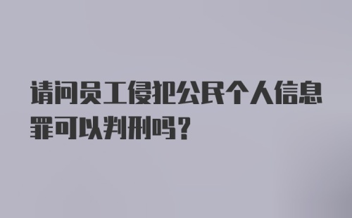 请问员工侵犯公民个人信息罪可以判刑吗？