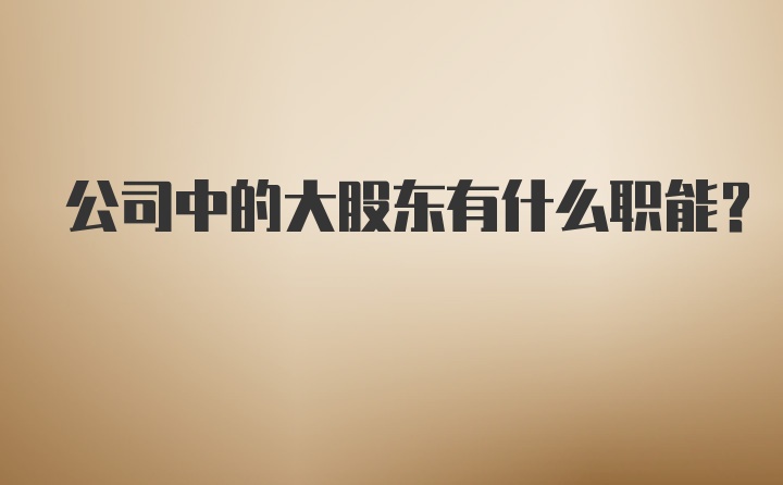 公司中的大股东有什么职能？