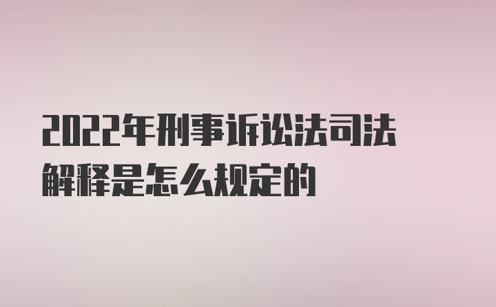 2022年刑事诉讼法司法解释是怎么规定的