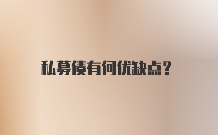 私募债有何优缺点？