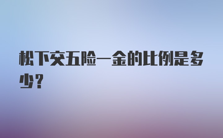 松下交五险一金的比例是多少？