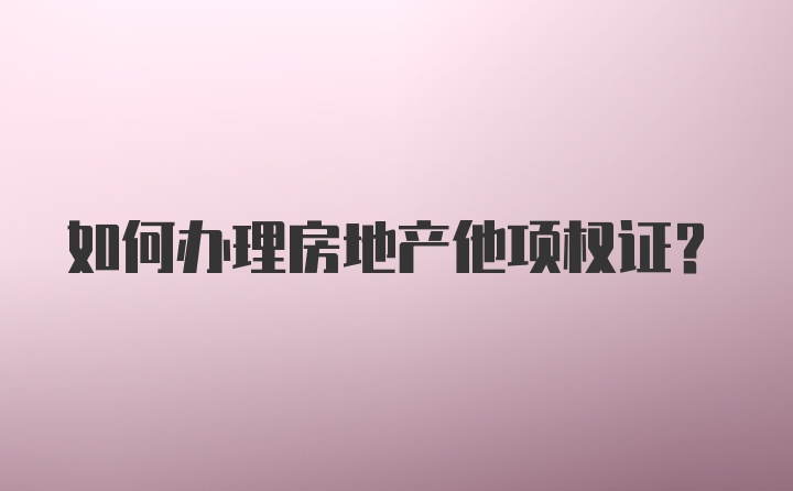 如何办理房地产他项权证？