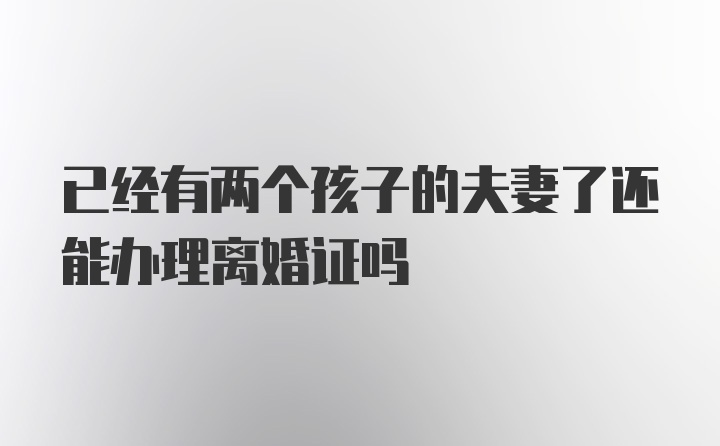 已经有两个孩子的夫妻了还能办理离婚证吗