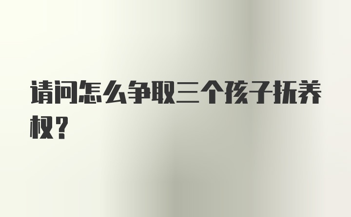 请问怎么争取三个孩子抚养权？