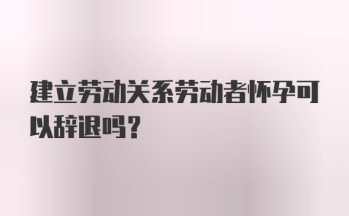 建立劳动关系劳动者怀孕可以辞退吗？