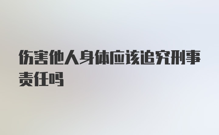 伤害他人身体应该追究刑事责任吗