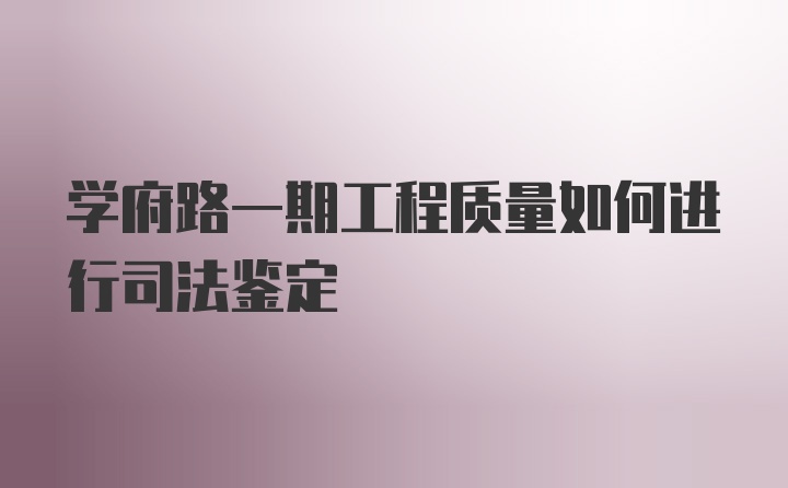 学府路一期工程质量如何进行司法鉴定