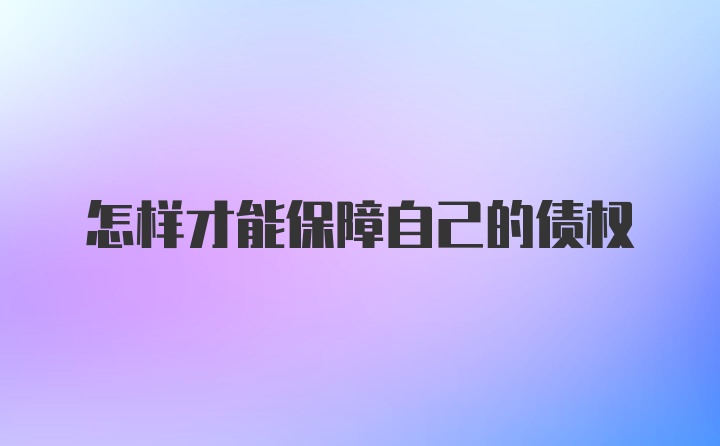 怎样才能保障自己的债权