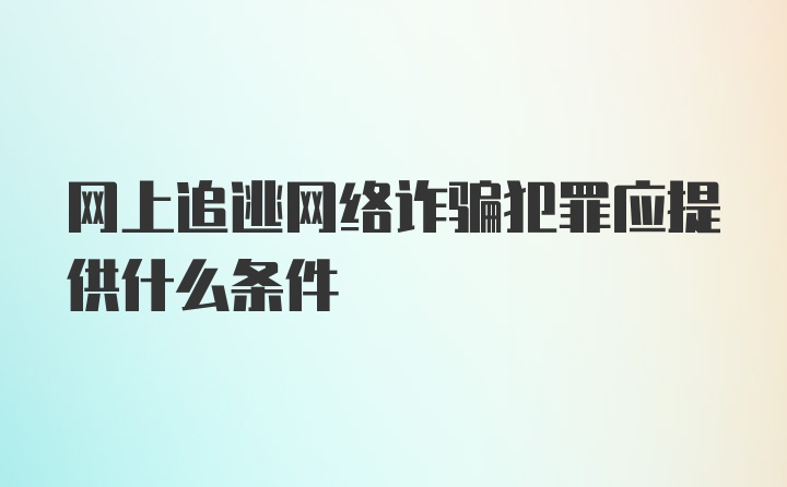 网上追逃网络诈骗犯罪应提供什么条件