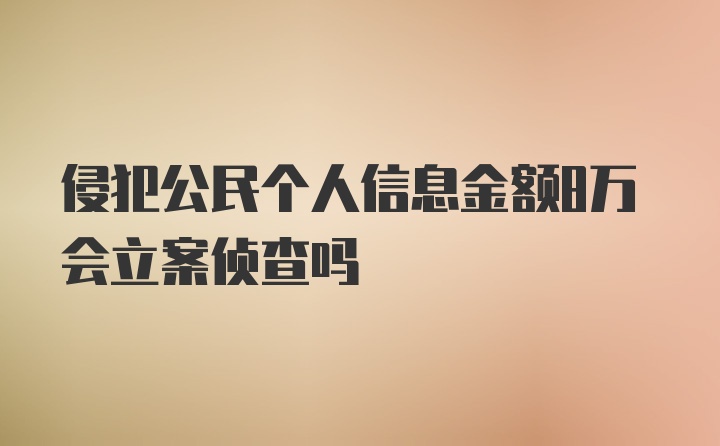 侵犯公民个人信息金额8万会立案侦查吗