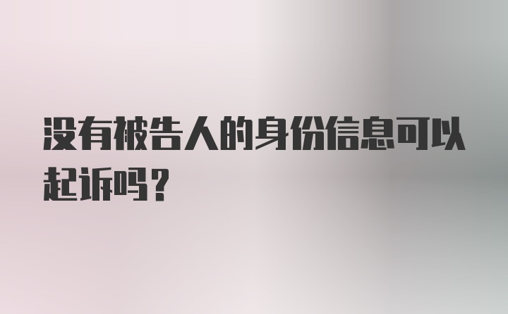 没有被告人的身份信息可以起诉吗?