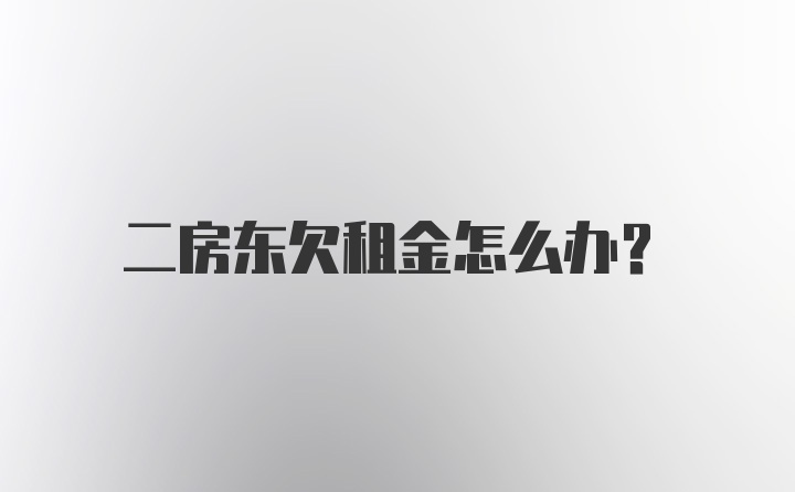 二房东欠租金怎么办？