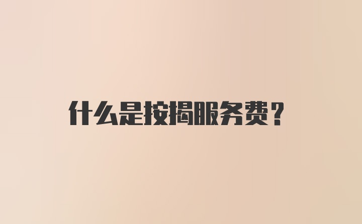 什么是按揭服务费?